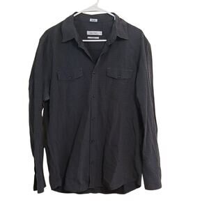 Calvin Klein Grey Checkered Button Down Collared Shirt Business Casual Career M